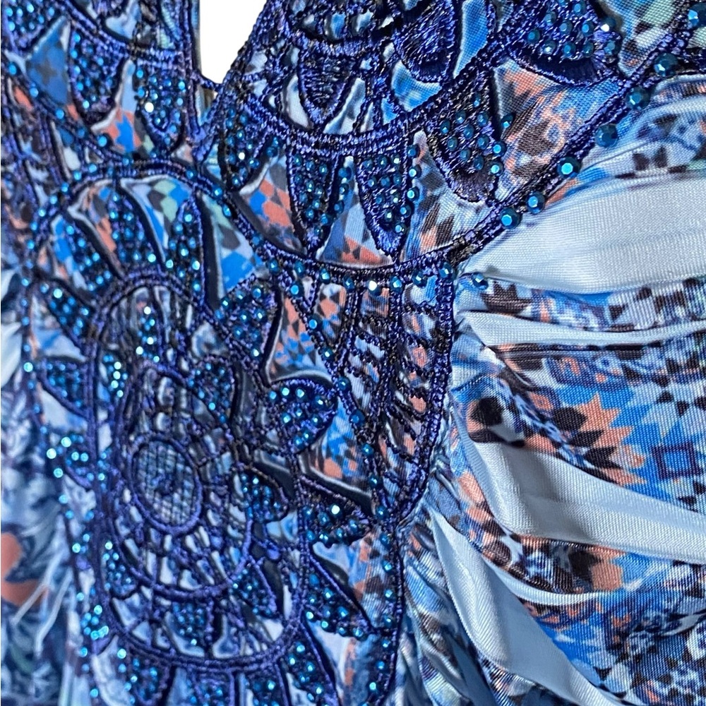 World Unity Embellished V Neck Multi Color Midi D… - image 8